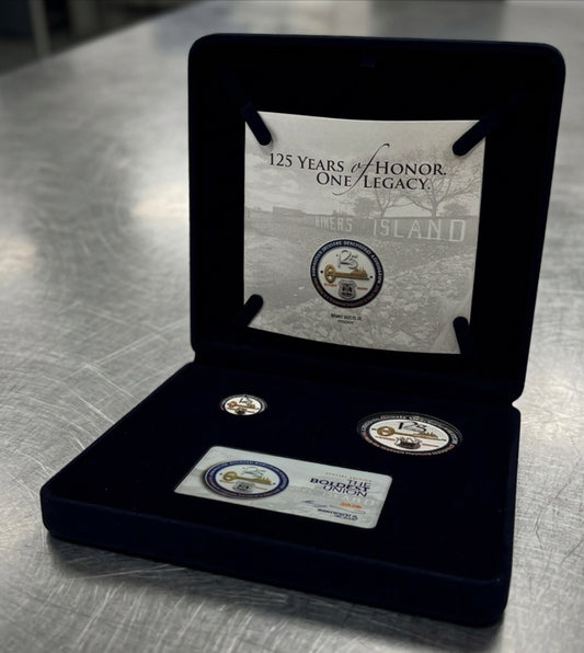 COBA 125th Year Special Edition Collective Blue Velvet Box with a Challenge Coin, Lapel Pin and Exclusive Platinum Card